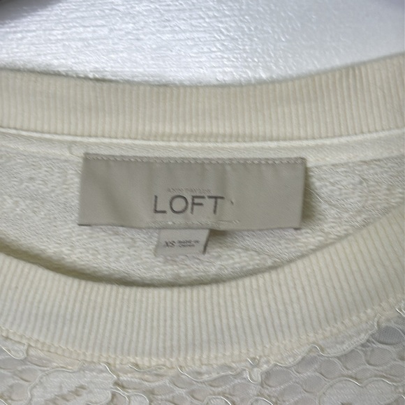 LOFT Cream Lace Front Sweater - Picture 5 of 8